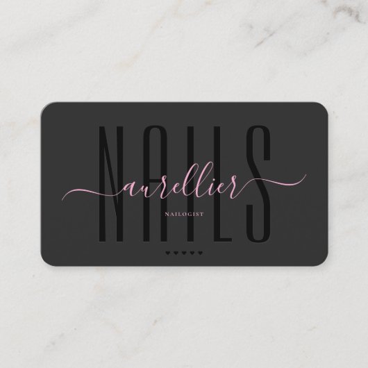 Nail Technician Manicurist Aesthetic Pink Black 名刺 (正面)