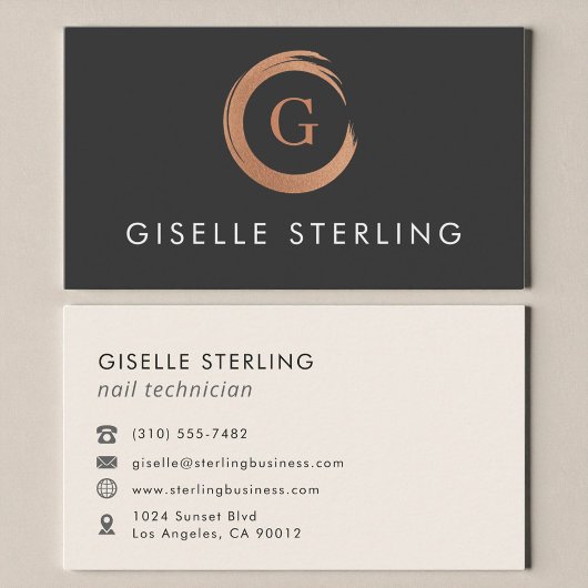 Nail Technician Modern Minimalist Rose Gold 名刺