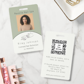 Nail Technician Photo ID Badge Licensed Nail Tech  バッジ