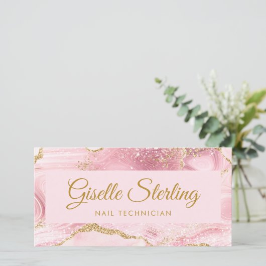 Nail Technician Pink Gold Agate Gift Certificate (スタンド正面)