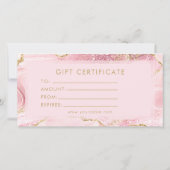 Nail Technician Pink Gold Agate Gift Certificate (裏面)