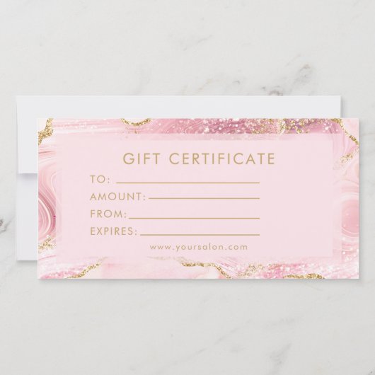 Nail Technician Pink Gold Agate Gift Certificate (裏面)