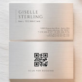 Nail Technician QR Code Brushed Metal 名刺