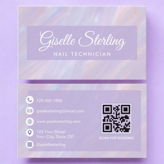 Nail Technician QR Code Iridescent Opal 名刺