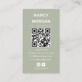 Nail Technician Sage Green Photo Collage Qr Code 名刺 (裏面)