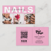 Nail Technician Typography Photo Qr Code Logo  名刺 (正面/裏面)