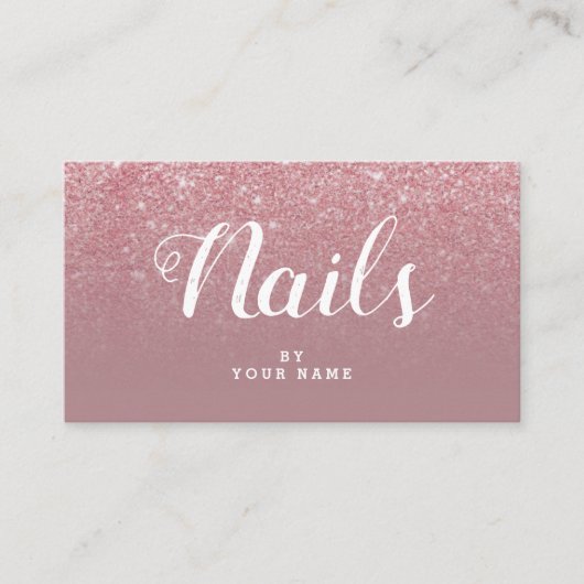 NailArtistエレガントなDustyRoseのグリッターの名刺 名刺 (正面)