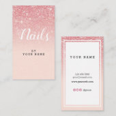 NailArtistエレガントなPinkGoldの縦の名刺 名刺 (正面/裏面)