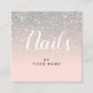 NailArtistエレガントなPinkSilverの正方形の名刺 スクエア名刺