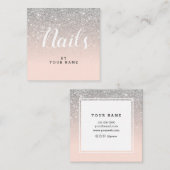 NailArtistエレガントなPinkSilverの正方形の名刺 スクエア名刺 (正面/裏面)