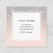 NailArtistエレガントなPinkSilverの正方形の名刺 スクエア名刺 (裏面)
