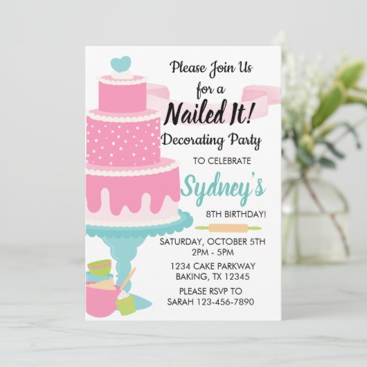 Naild It Cakeの飾ベーキング誕生会 招待状 (スタンド正面)