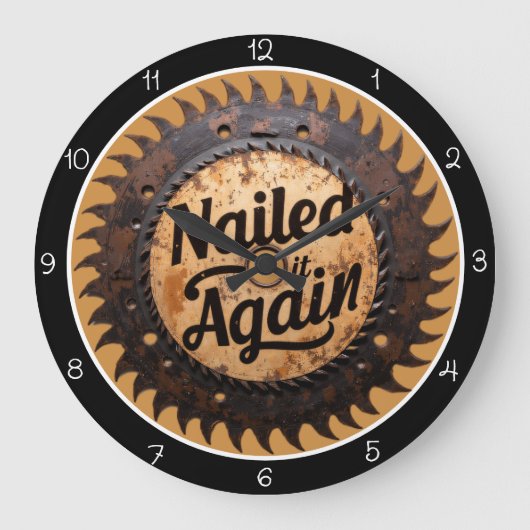 Nailed It Again Saw Blade Clock Orange Base ラージ壁時計 (正面)
