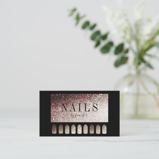 Nails Artist Elegant Schwarz Silber Rost 名刺 (スタンド正面)