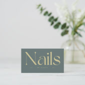 Nails Bold Typography Dark Green 名刺 (スタンド正面)