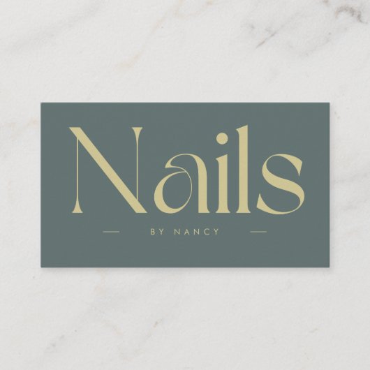 Nails Bold Typography Dark Green  名刺 (正面)