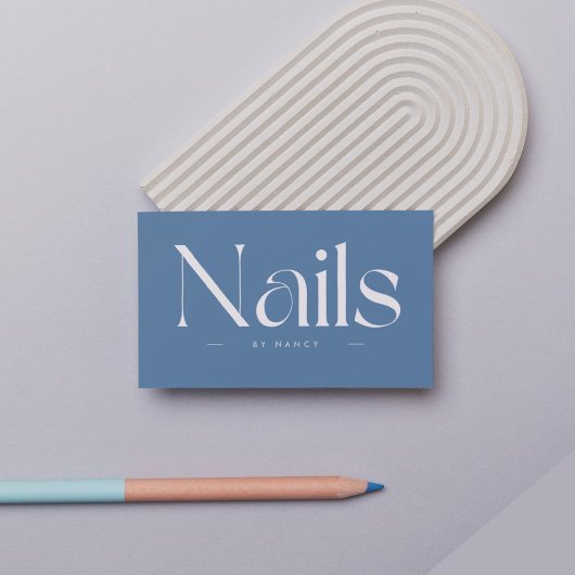 Nails Bold Typography Dusty Blue  名刺