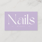 Nails Bold Typography Lilac Purple Business Card 名刺 (正面)