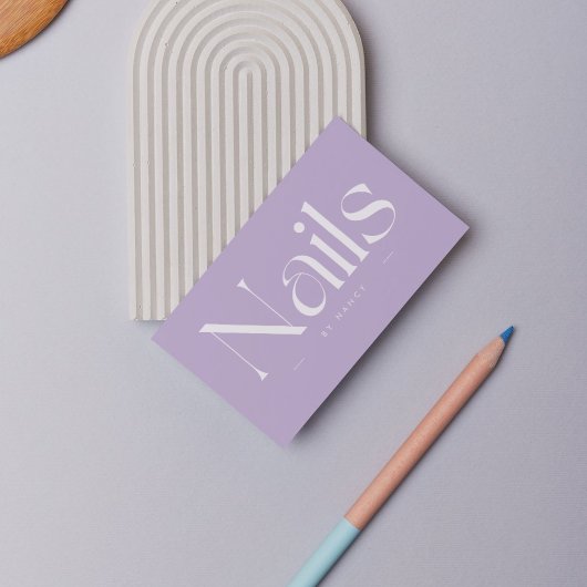 Nails Bold Typography Lilac Purple Business Card 名刺