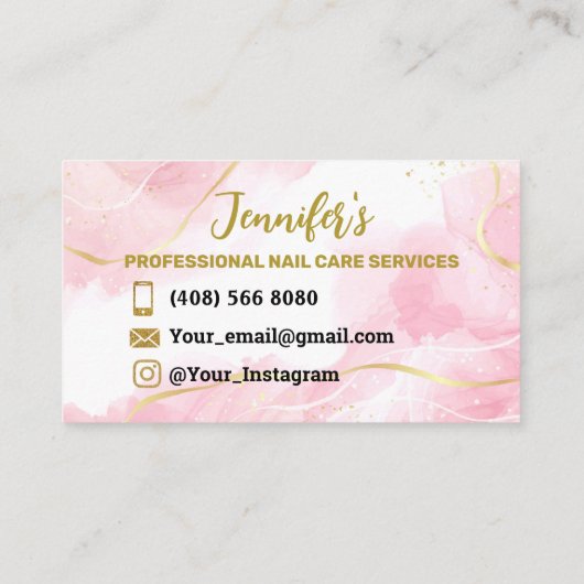 Nails Business Cards Manicure Minimalist Pink  名刺 (裏面)