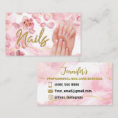 Nails Business Cards Manicure Minimalist Pink  名刺 (正面/裏面)