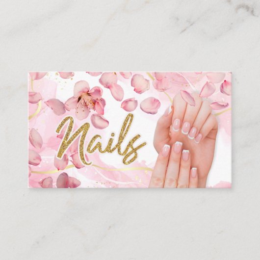 Nails Business Cards Manicure Minimalist Pink  名刺 (正面)