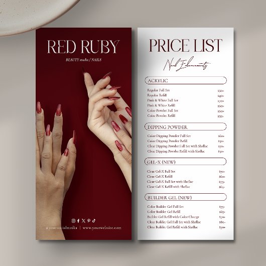 Nails Cosmetic Salon Service Price List Rack ラックカード