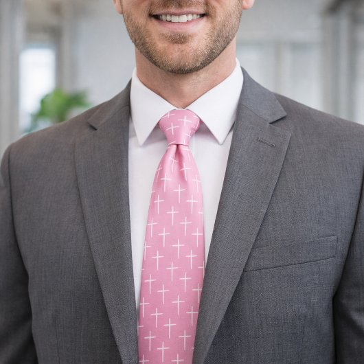 Nails Cross Pink and White ネクタイ