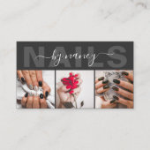 Nails Dark Gray And Black Photo Collage  名刺 (正面)