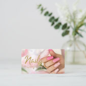 Nails Manicure Minimalist Pink with QR Code 名刺 (スタンド正面)