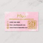 Nails Manicure Minimalist Pink with QR Code 名刺 (裏面)