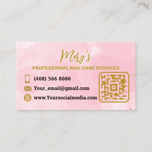 Nails Manicure Minimalist Pink with QR Code 名刺 (裏面)