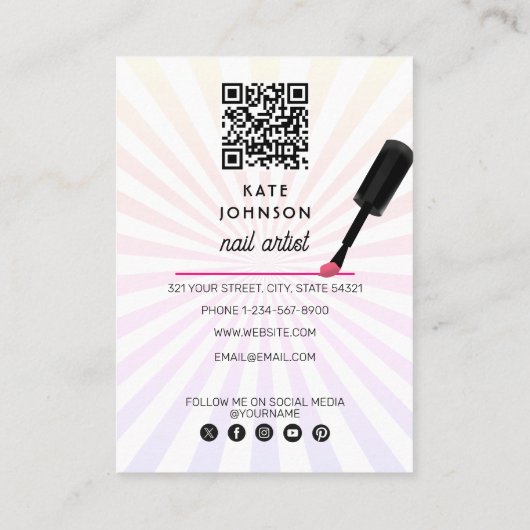 Nails Manicure Pedicure Beauty Nail Artist Modern 名刺 (裏面)