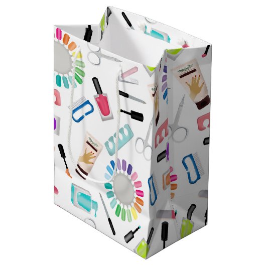 Nails Manicure Pedicure Beauty Salon ミディアムペーパーバッグ (正面アングル)