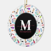 Nails Manicure Pedicure Beauty Salon Monogram セラミックオーナメント (左)