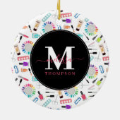 Nails Manicure Pedicure Beauty Salon Monogram セラミックオーナメント (裏面)