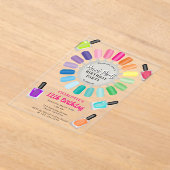 Nails Manicure Pedicure Mani Pedi Girls Birthday アクリル招待状 (レイダウン)