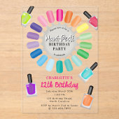 Nails Manicure Pedicure Mani Pedi Girls Birthday アクリル招待状 (正面)