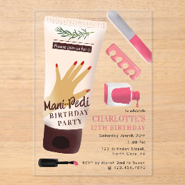 Nails Manicure Pedicure Mani Pedi Girls Birthday アクリル招待状