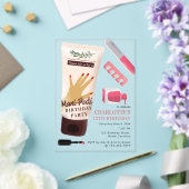 Nails Manicure Pedicure Mani Pedi Girls Birthday アクリル招待状 (インサイチュ (ウェディング))