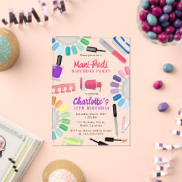 Nails Manicure Pedicure Mani Pedi Girls Birthday アクリル招待状