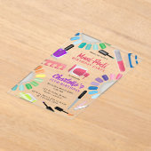 Nails Manicure Pedicure Mani Pedi Girls Birthday アクリル招待状 (レイダウン)