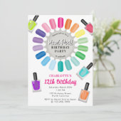 Nails Manicure Pedicure Mani Pedi Girls Birthday 招待状 (スタンド正面)