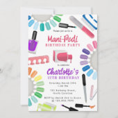 Nails Manicure Pedicure Mani Pedi Girls Birthday 招待状 (正面)
