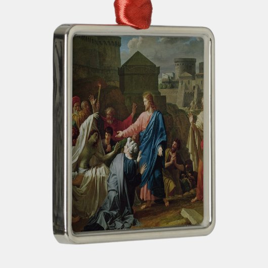 Naimの寡婦の息子を復活させているイエス・キリスト メタルオーナメント (右)