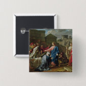 Naimの寡婦の息子を復活させているイエス・キリスト 缶バッジ (正面&裏面)