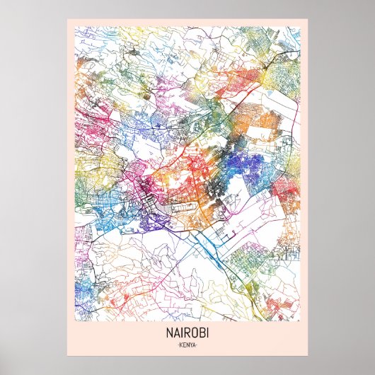 Nairobi Kenya City Map ポスター (正面)