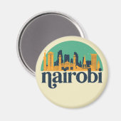 Nairobi Kenya City Skyline Retro Cityscape Art マグネット (正面/裏面)