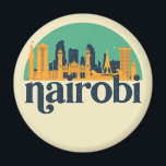 Nairobi Kenya City Skyline Retro Cityscape Art マグネット<br><div class="desc">Vintage and retro city design with beautiful skyline, tourist attraction and cityscape art. Cool skyscraper and building silhouette illustration merchandise for tourist and traveler. Perfect as souvenir to bring back home when travelling all around the world. Save the memory of your travel and vacation with family and friends. Background color...</div>
