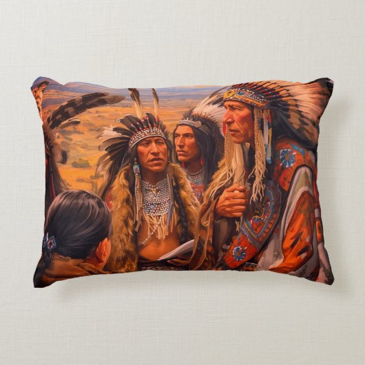 Naive American Scene on a Beautiful Accent Pillow アクセントクッション (正面)
